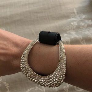 Leather Swarovski crystal bracelet